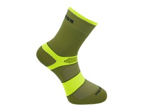 ponožky Progress CYCLING HIGH SOX oliva/limetka