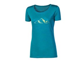 triko krátké dámské Progress VINKA MOUNTAINS merino zelený melír (Velikost M)