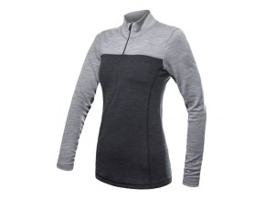 triko dlouhé dámské SENSOR MERINO BOLD rolák zip šedé