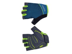 rukavice cyklistické Progress SOLAR MITTS petrol/limetkové (Velikost L)