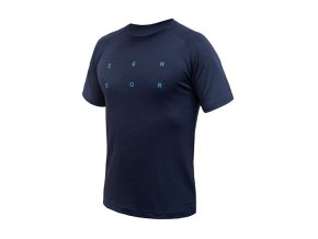 triko krátké pánské SENSOR MERINO BLEND TYPO deep blue (Velikost L)