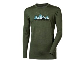 triko dlouhé dětské Progress STIG ICELAND merino khaki melír (Velikost 128/1)
