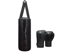 dětský boxovací pytel RDX F6 s rukavicemi KARA matné černé