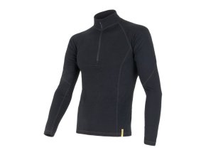 triko dlouhé pánské SENSOR MERINO DOUBLE FACE zip černé