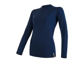 triko dlouhé dámské SENSOR MERINO DOUBLE FACE tm. modré