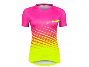 dres F MTB ANGLE LADY kr. rukáv, růžovo-fluo