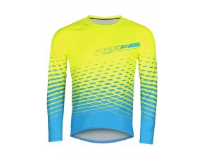 dres FORCE MTB ANGLE dlouhý rukáv, fluo-modrý