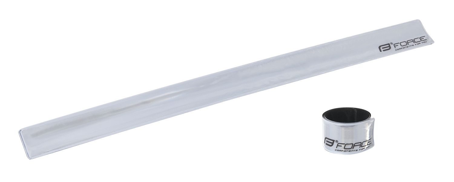 FORCE pásek reflexní FORCE, samonavíjecí, 38 cm, stříbr.