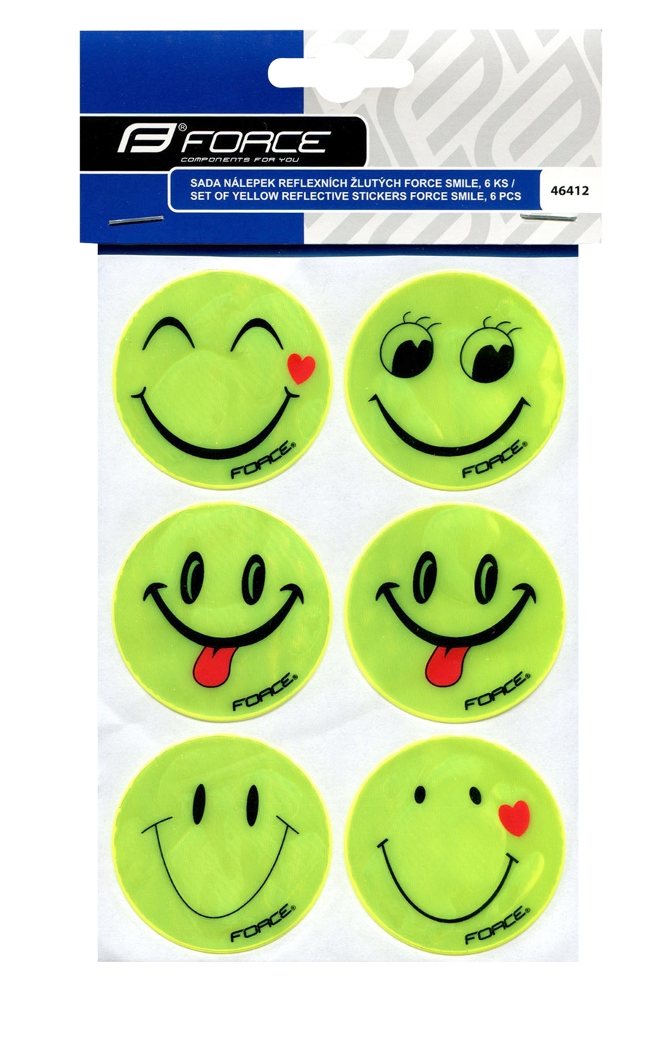 nálepky FORCE SMILE, žluté, 6 ks