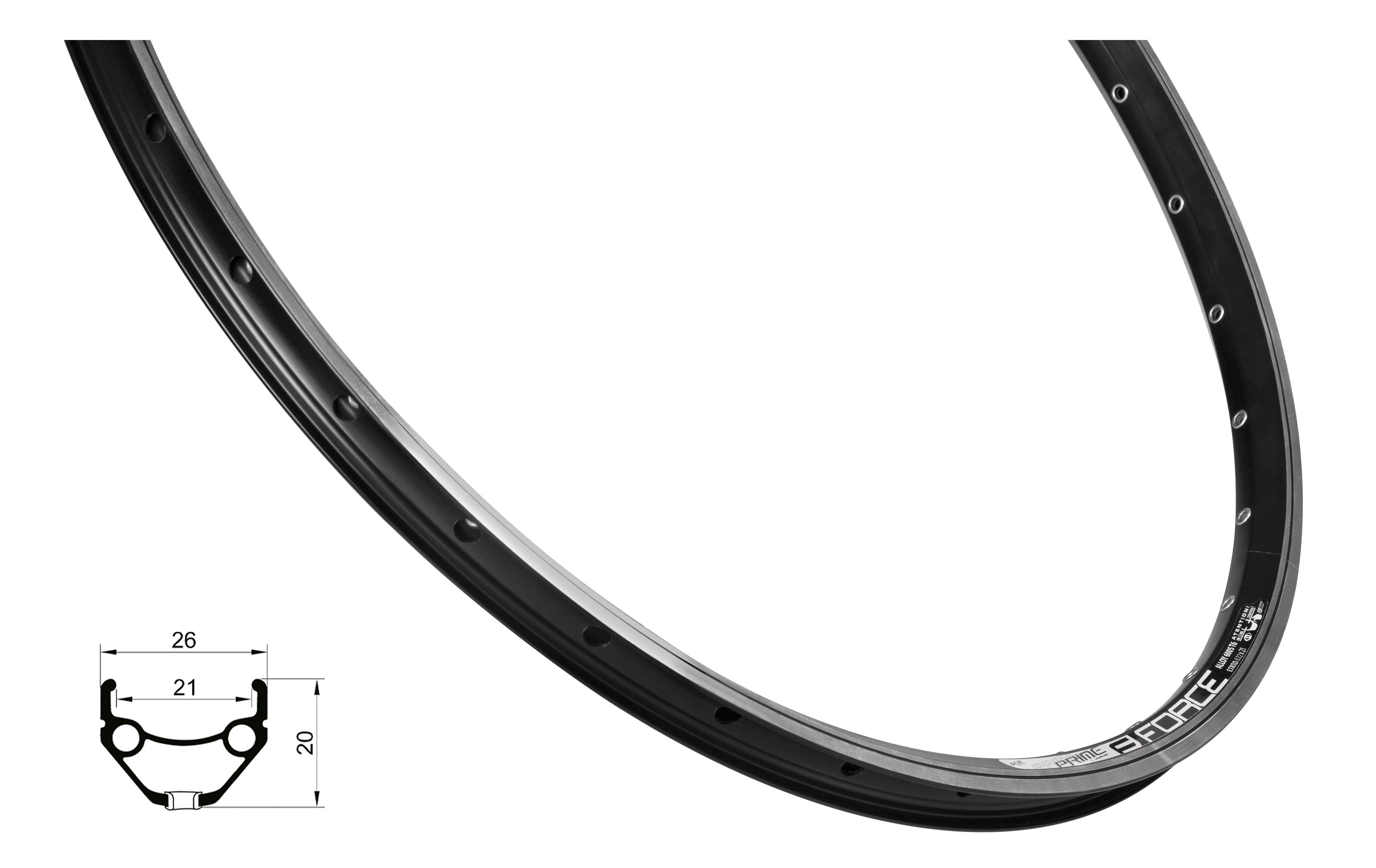 ráfek FORCE PRIME 622x21 36děr, černý