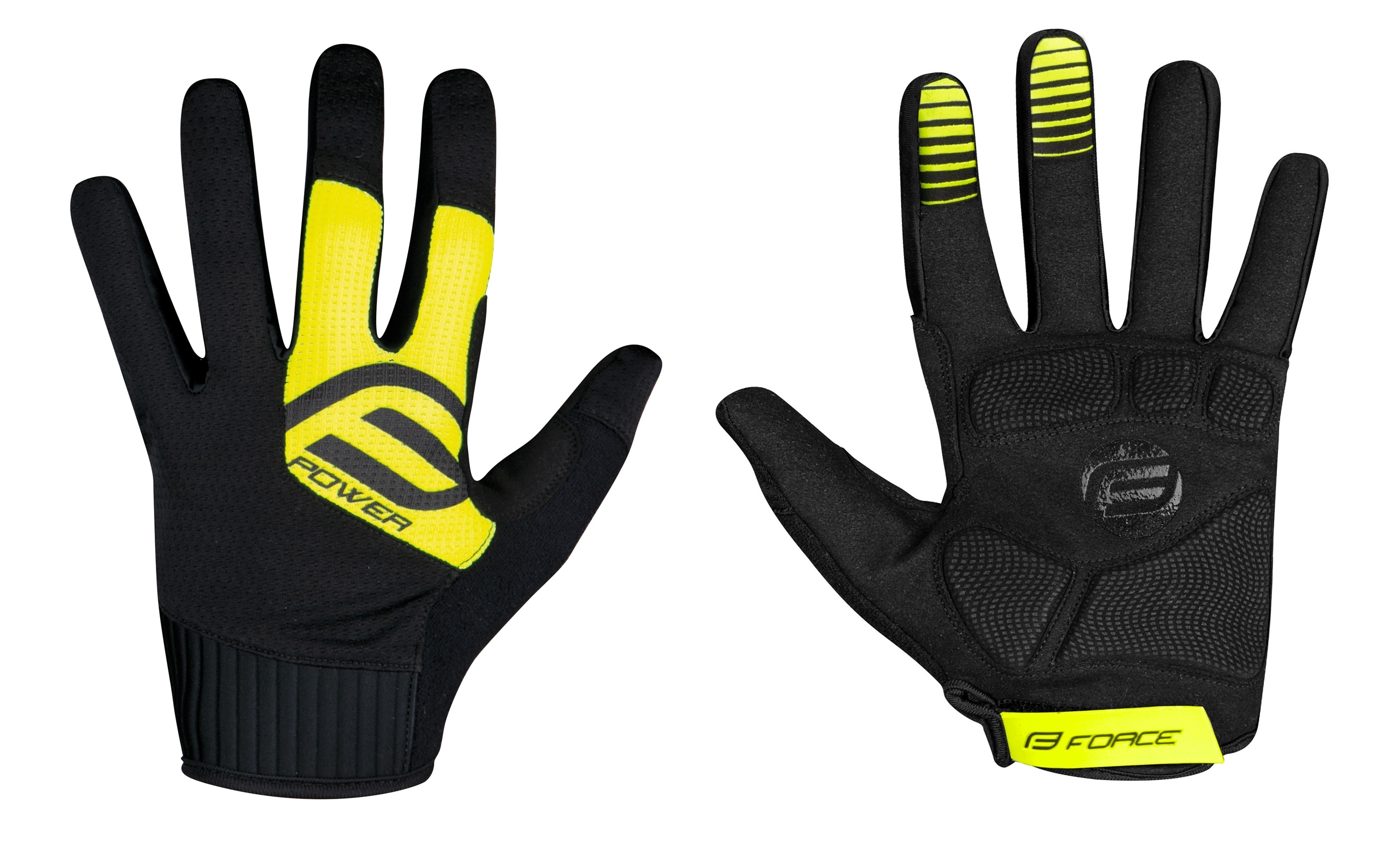rukavice FORCE MTB POWER, černo-fluo Varianta: S