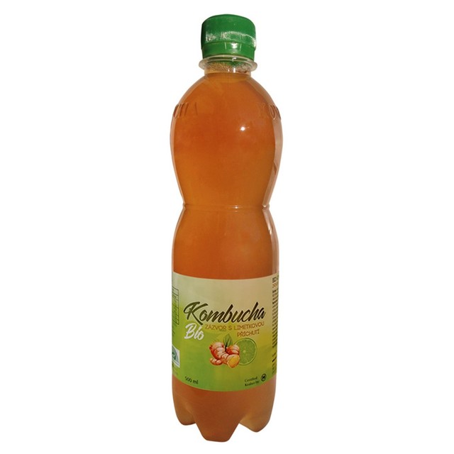 kombucha zázvor s limetkou STEVIKOM 500ml