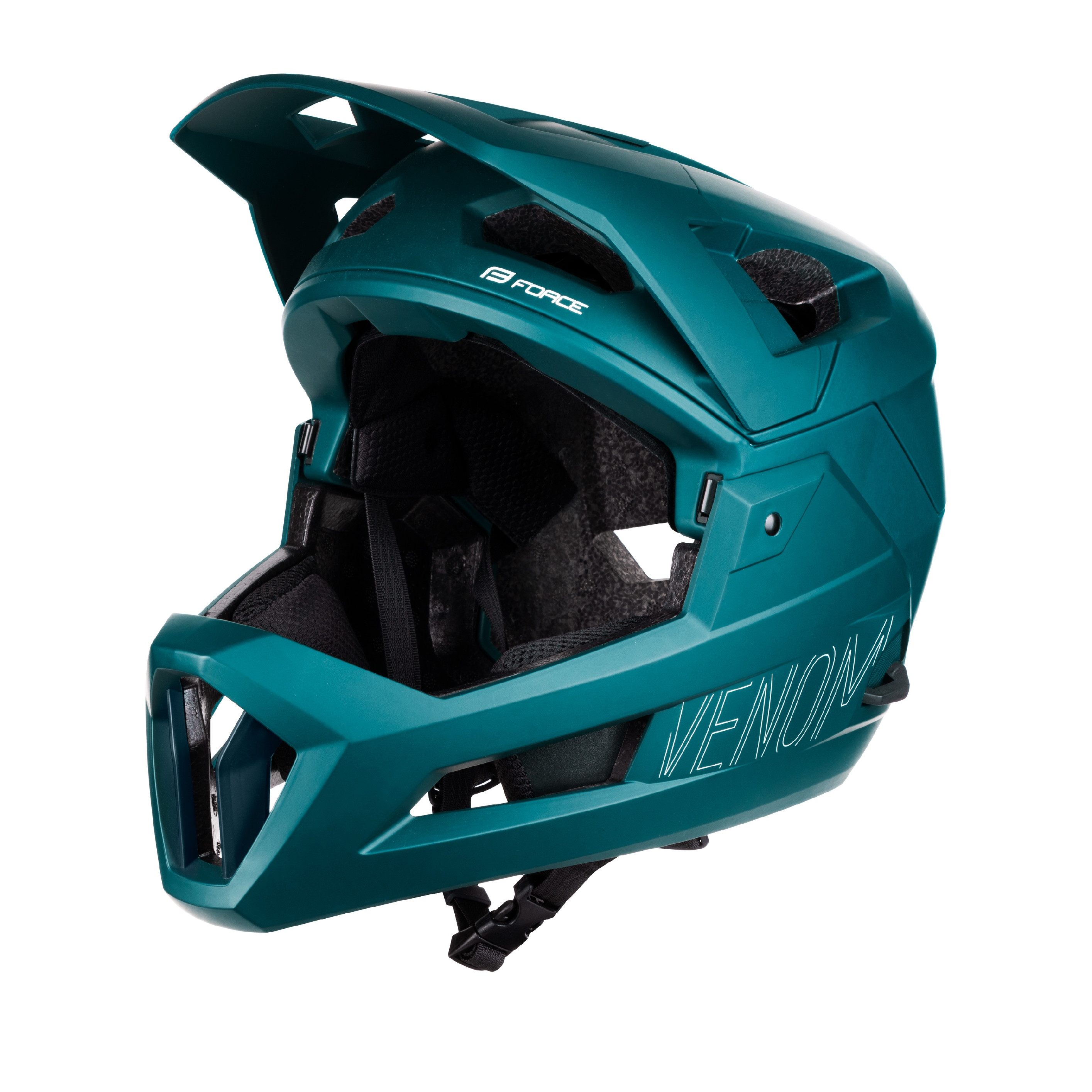 přilba FORCE VENOM downhill, petrolejová Varianta: L-XL