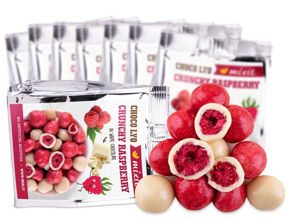 MIXIT křupavé maliny v čokoládě do kapsy 8x70g