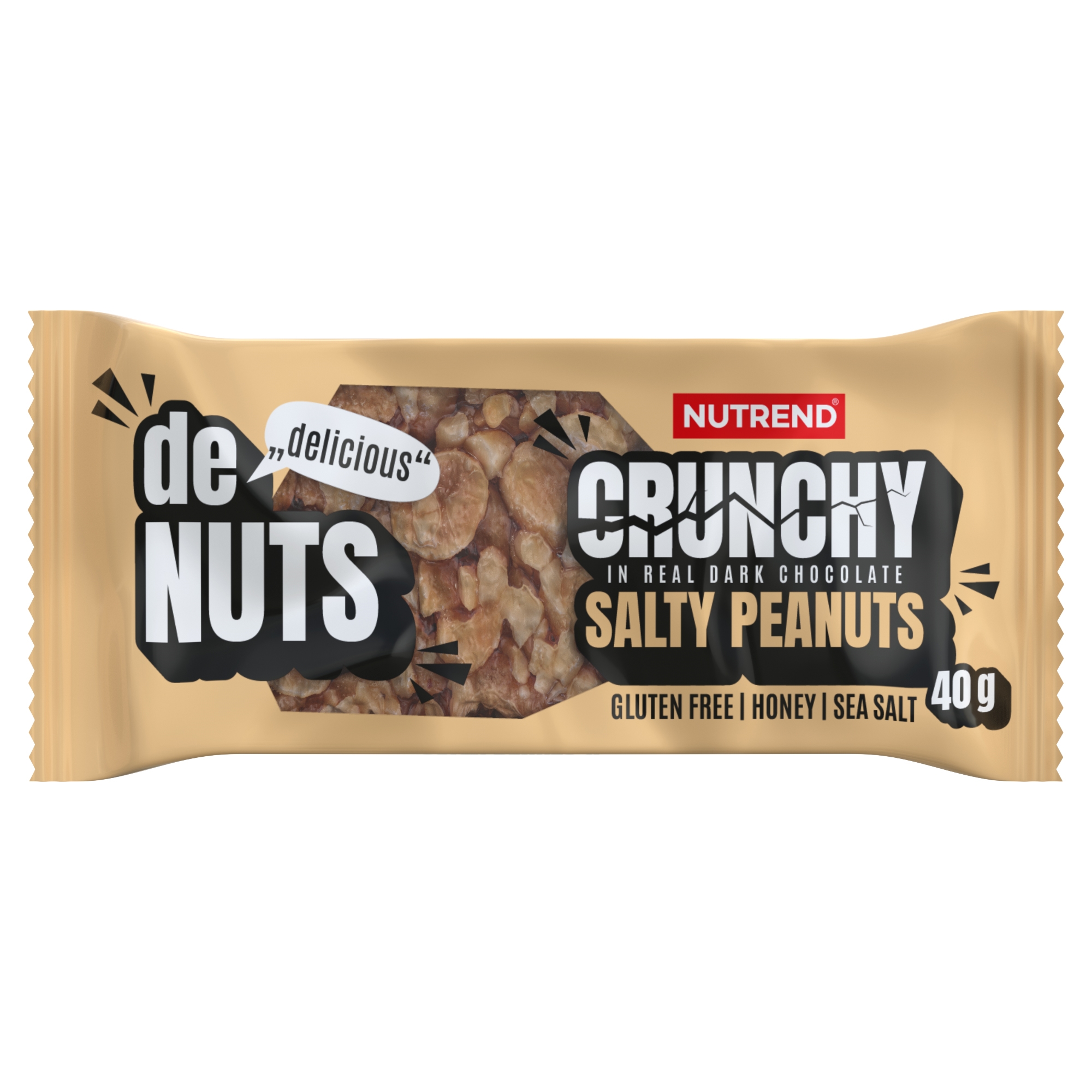 Nutrend Denuts Crunchy, tyčinka, 40 g slané arašídy
