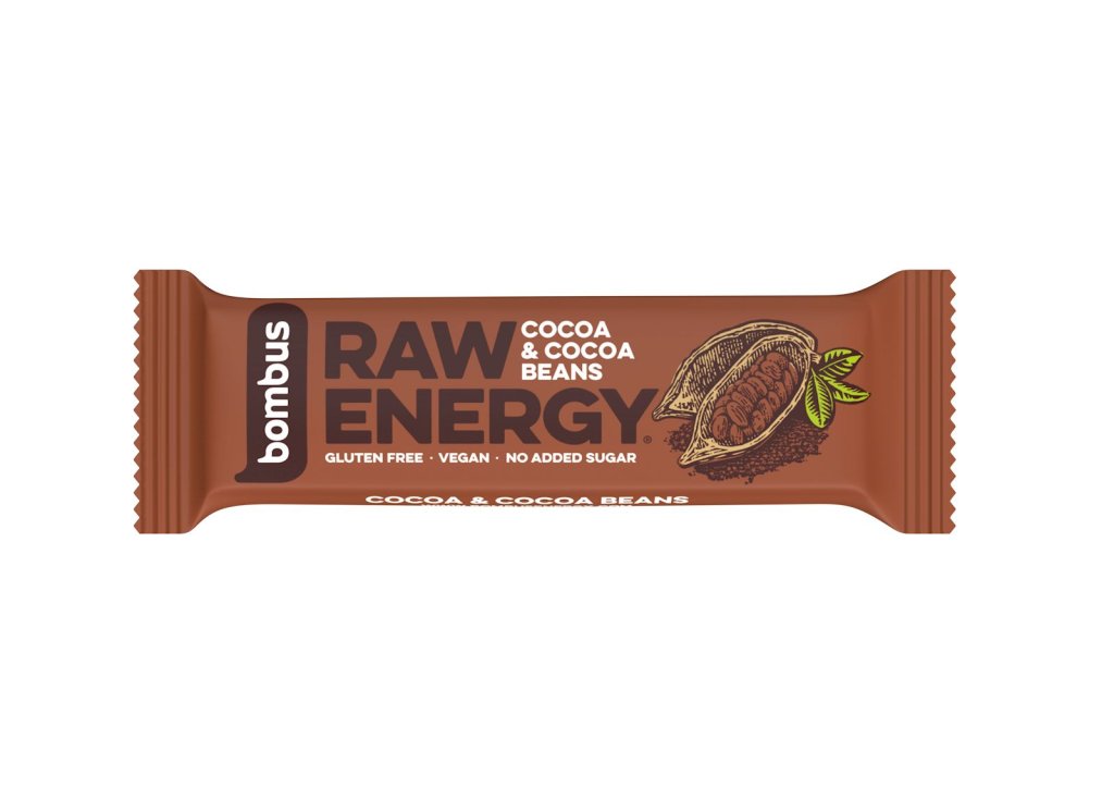 tyčinka Bombus Raw Energy 50g kakao+kakaové boby exp. 05/25