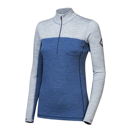 triko dámské dlouhé SENSOR BOLD ZIP merino modro/šedé Velikost.: S