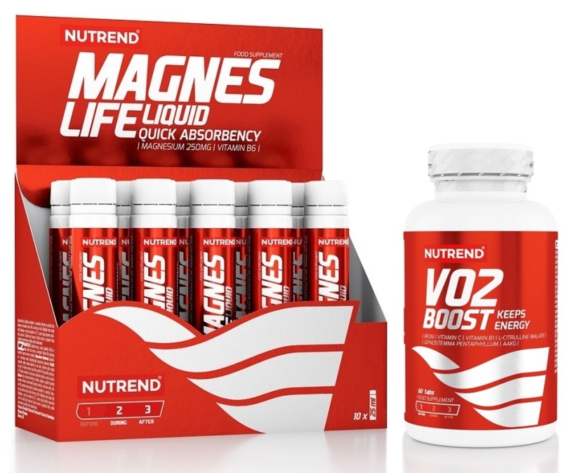 sada nápoj Nutrend Magneslife 10x25 ml natural + VO2 BOOST 60 tablet