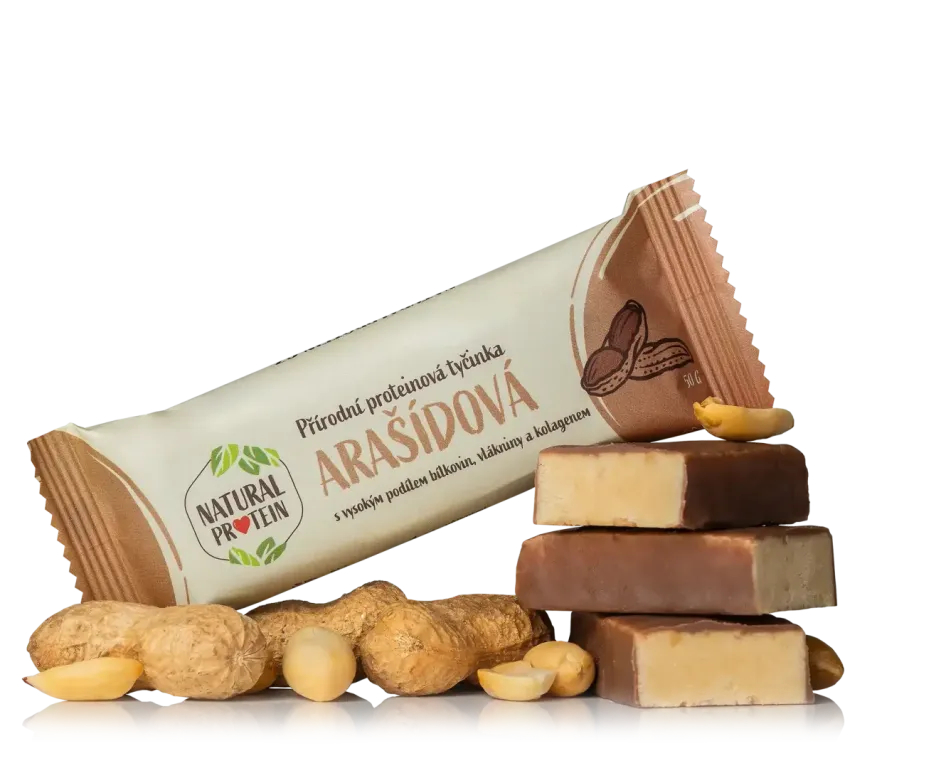 tyčinka NaturalProtein proteinová s kolagenem 50g arašídy exp. 08/26