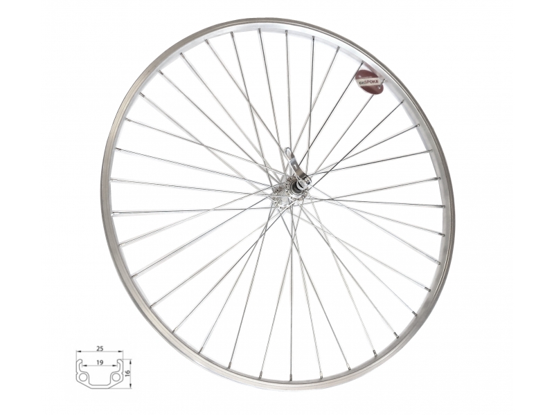 TWN kolo zapletené 28" 622-19 přední RU 36 děr stříbrné Union/CnSpoke