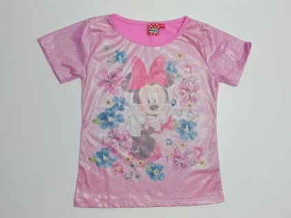 růžové třpytivé tričko s Minnie vel. 122