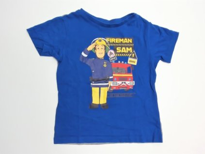 modro šedé oboustranné tričko požárník Sam.