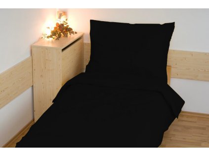 Povlečení bavlna UNI 140x200, 70x90cm černá (Výběr zapínaní hotelový uzávěr)