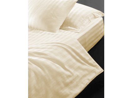 Hotelové povlečení 140x220, 70x90cm Atlas gradl smetanový - česaný 145g/m2, proužek 2cm (