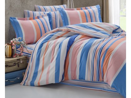 Prodloužené povlečení bavlna 140x220, 70x90cm Mart blue-pink (Výběr zapínaní zipový uzávě