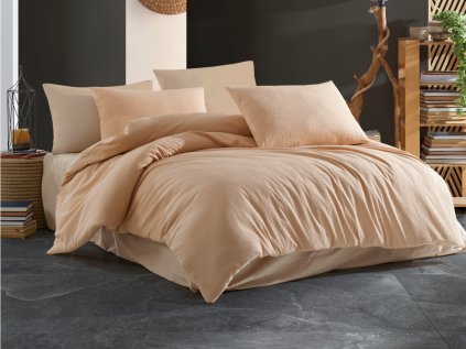 Krepové povlečení béžové 140x200 na knoflíky