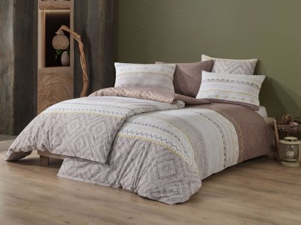 Bavlněné povlečení 240x220 hnědé, béžové zip