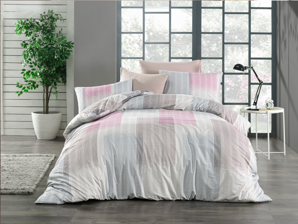 Prodloužené povlečení bavlna 140x220, 70x90cm Granada pink - zipový uzávěr