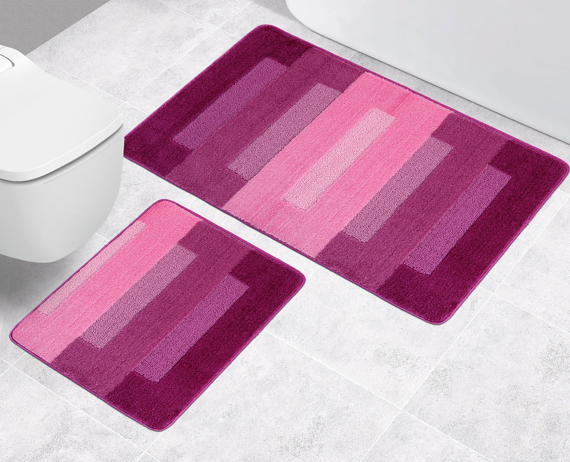 Koupelnová předložka Barvy 60x100cm - Obdélníky růžovovínové