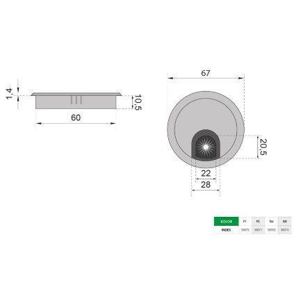  (Barva Černá matná, Průměr 60 mm)