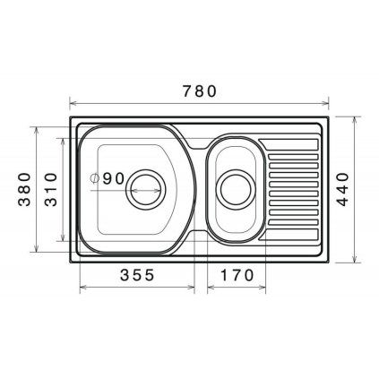 Sinks TWIN 780 1 V matny 0,6mm