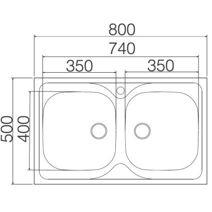 Sinks CLASSIC 800 DUO V matny 0,6 mm