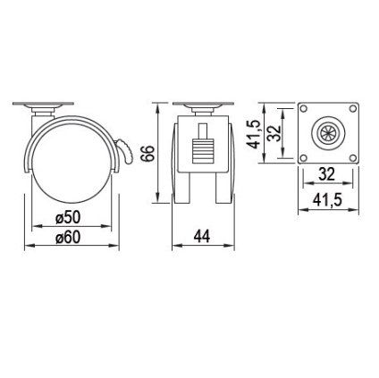 Kolecko prumer 50 mm s plotnou a brzdou