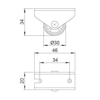 Kolecko prumer 30 mm pevne s gumou
