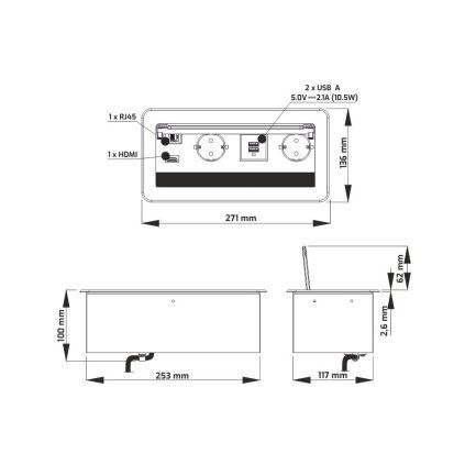 Elektro zasuvka INBOX cerna
