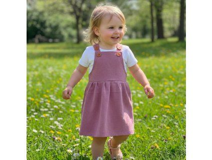 Lněné šaty - starorůžová