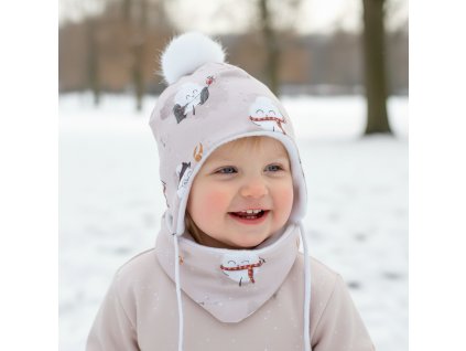 Zimní čepice ušánka - cukrová vata čaroděj/fleece