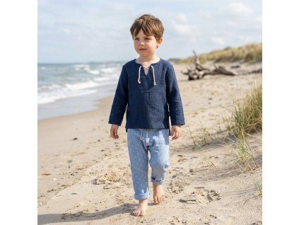 Mušelínové triko - tmavě modrá