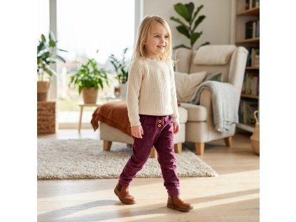 Manšestrové kalhoty - berry