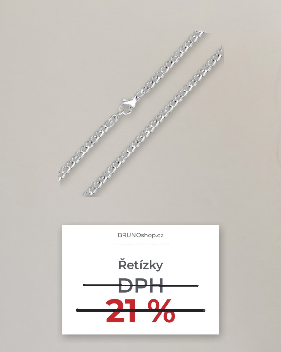 Ocelový řetízek pancr na světlé stěně a účtenka s přeškrtnutým DPH 21 %