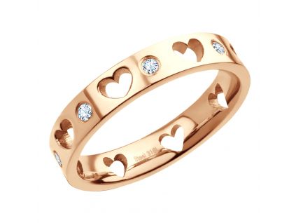 Prsten SRDCE s kamínky ROSE GOLD
