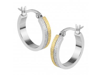 S4094 Náušnice pískované KROUŽKY SILVER/GOLD