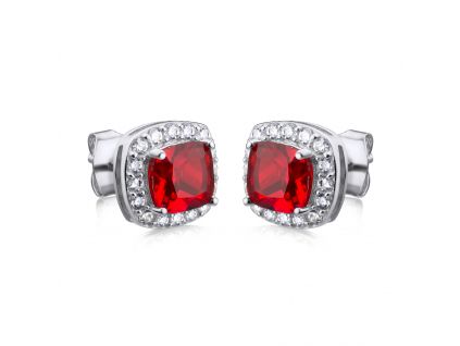 Stříbrné náušnice CRYSTAL ČERVENÉ