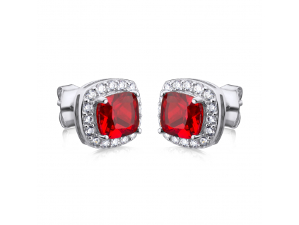 Y0051 Stříbrné náušnice CRYSTAL RED