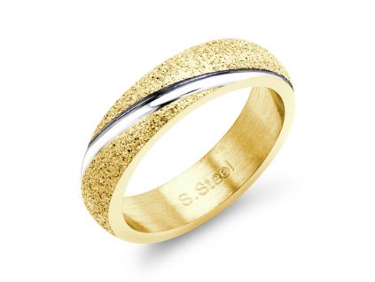 Pískovaný prsten s drážkou GOLD
