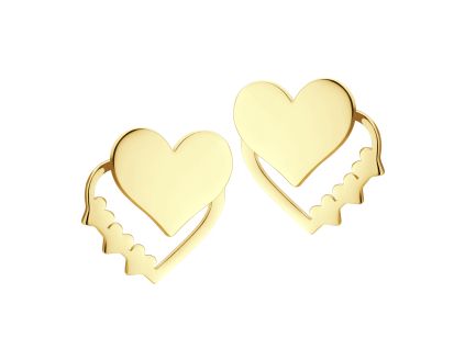 Náušnice dvojité SRDCE GOLD